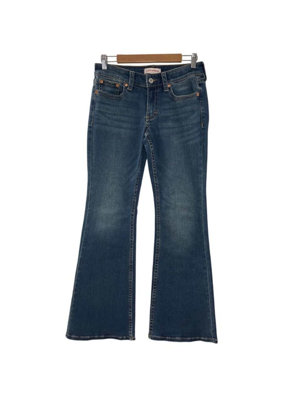 Lucky Brand Low Rise Flare Jeans Women's Size 6/29 Medium Wash Denim Flap Pocket - Picture 2 of 14